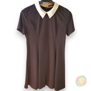 Allegra K Wednesday Addams Dress Black White Collar Goth (Fits Medium)